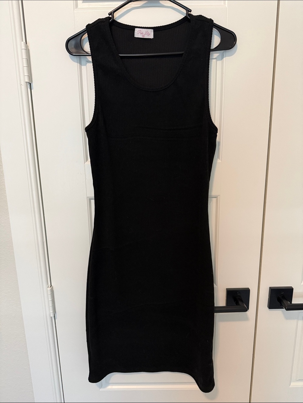 Pink Lily Black Ribbed Tank Dress